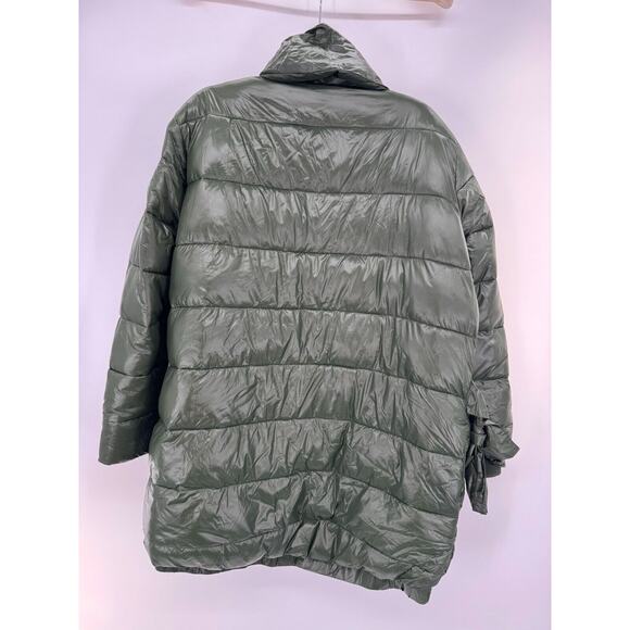 Universal Standards Womens Puffer Bomber Jacket Gray M Button Long Sleeve NWOT - Picture 3 of 5